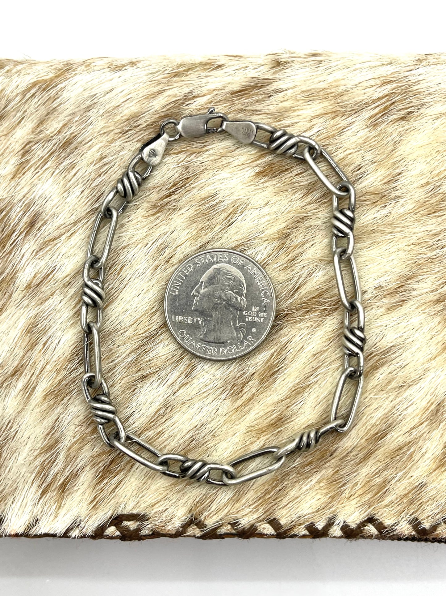 8" Handmade Heavy Silver Link Bracelet