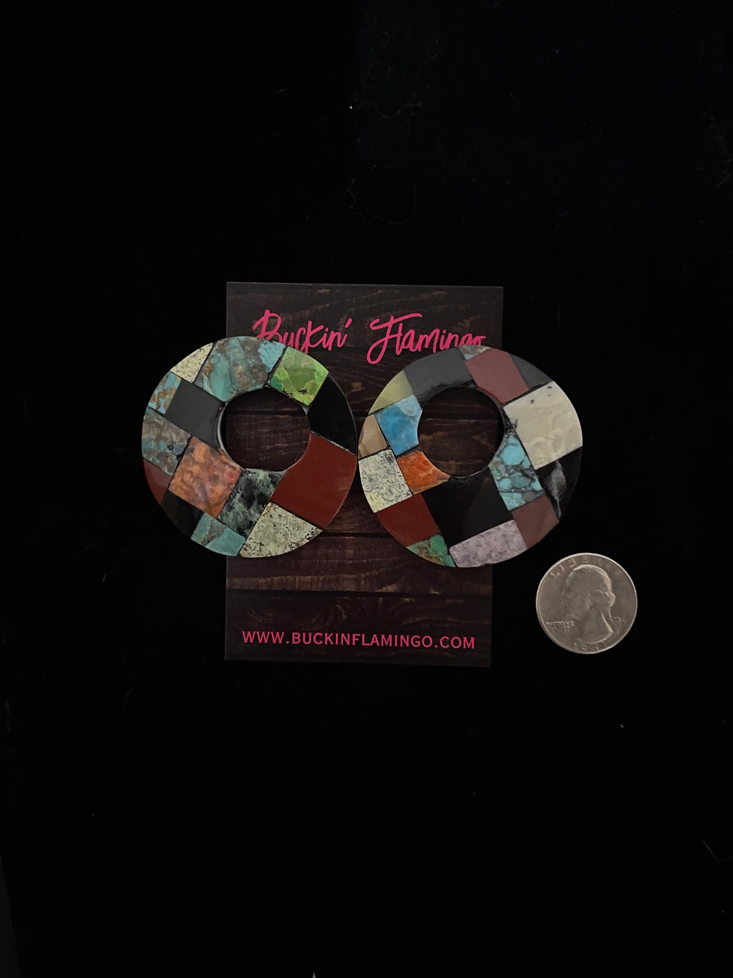 Hand Cut Stone Circle Post Earrings by Jolene Bird, Santo Domingo