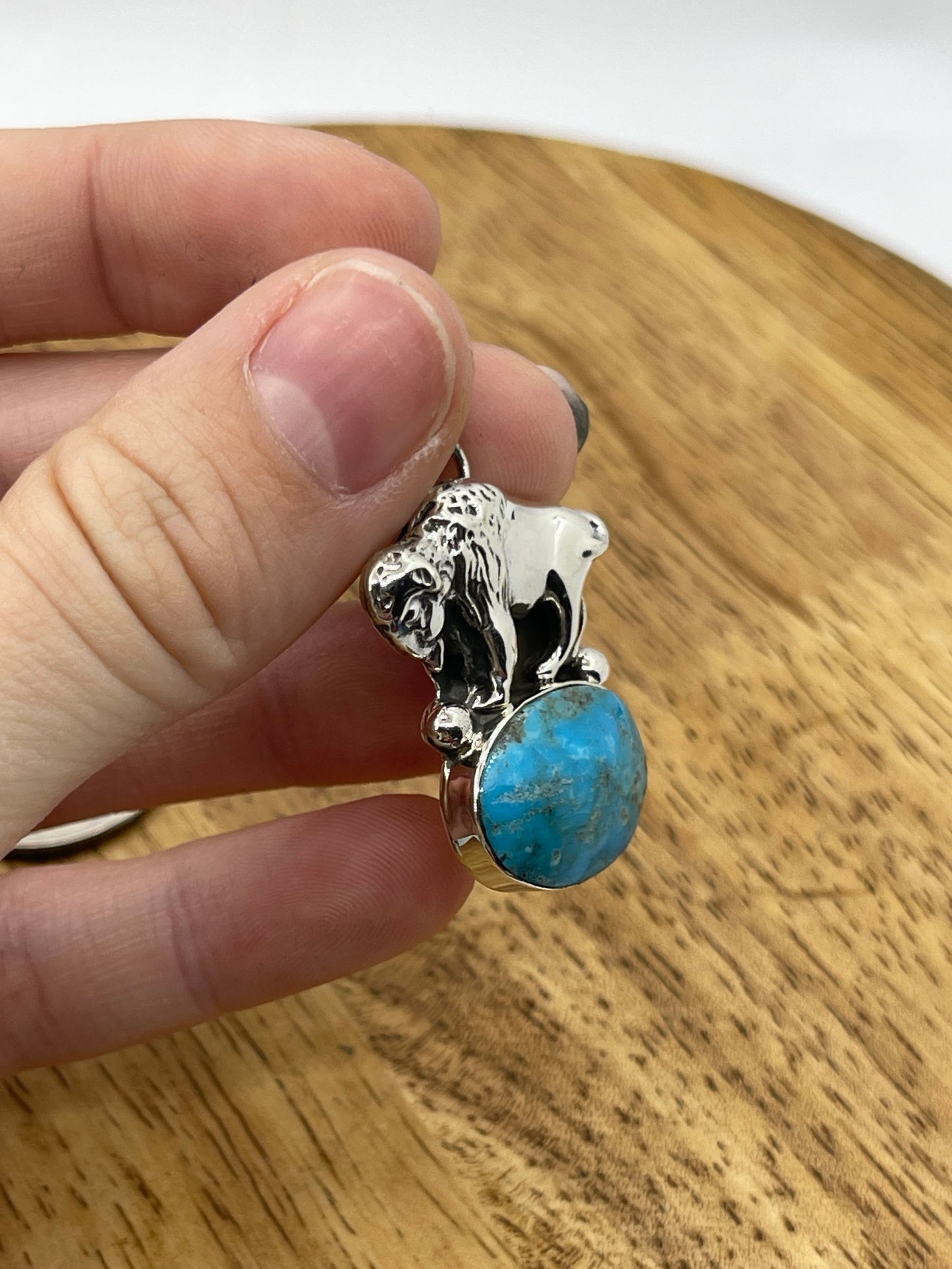 Turquoise Buffalo Pendant with 7.3mm Bale by Arthur Bruggeman, Navajo (Matrix Varies)