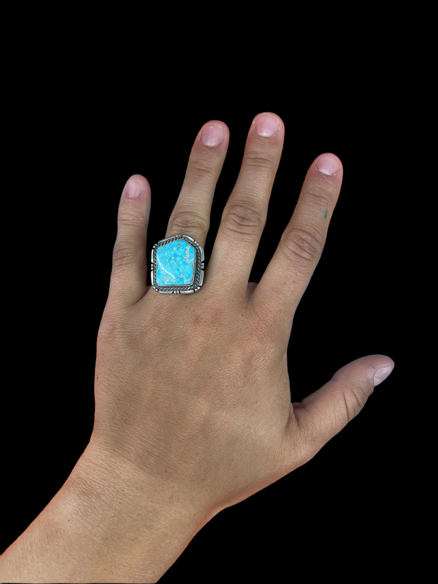 5.5 Sonoran Turquoise Ring by Dave Skeets, Navajo