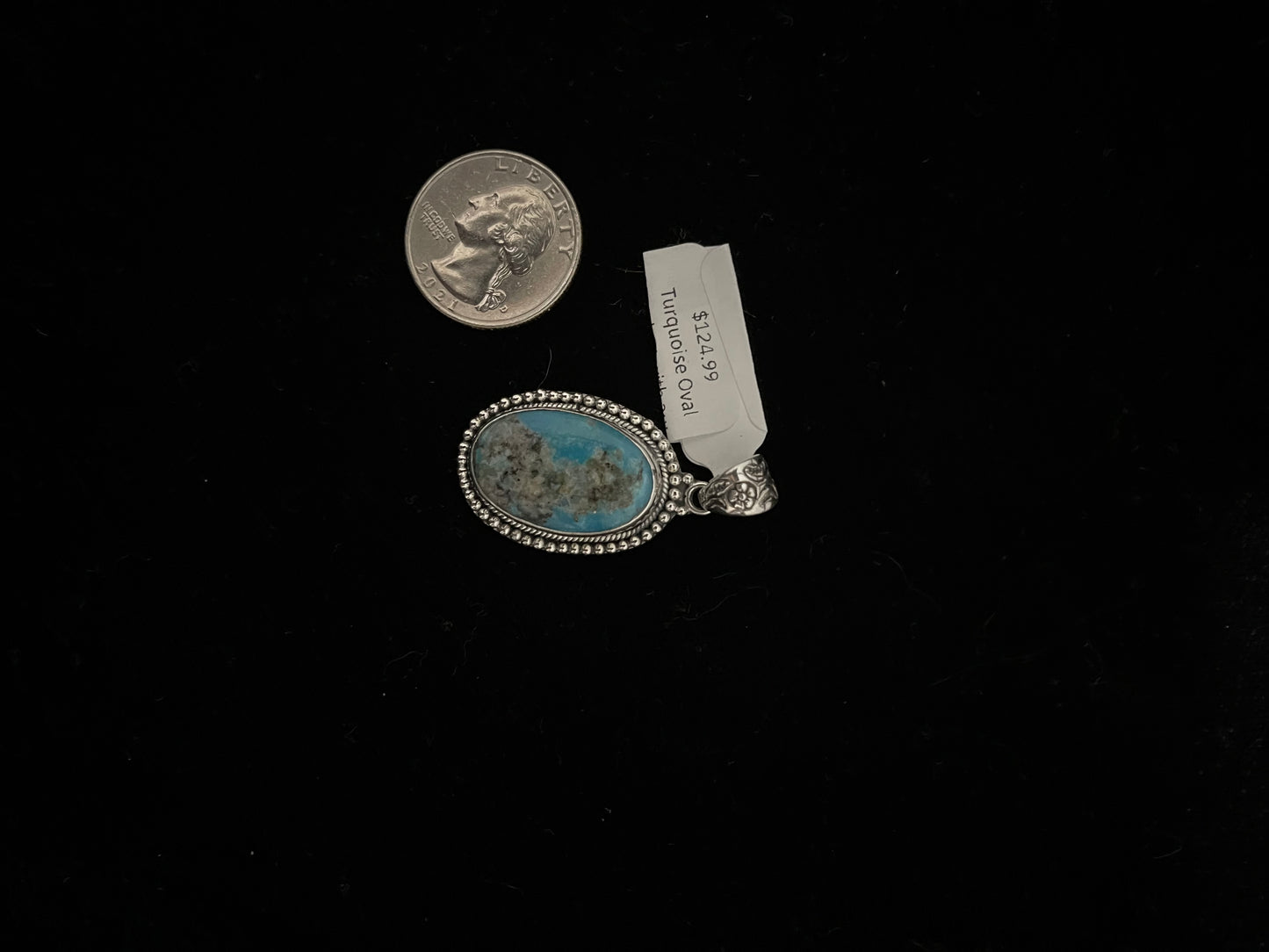 Turquoise Oval Pendant with a 6mm Bale by Zia