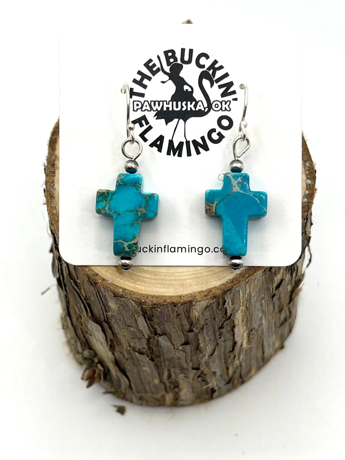 Magnesite Cross Earrings