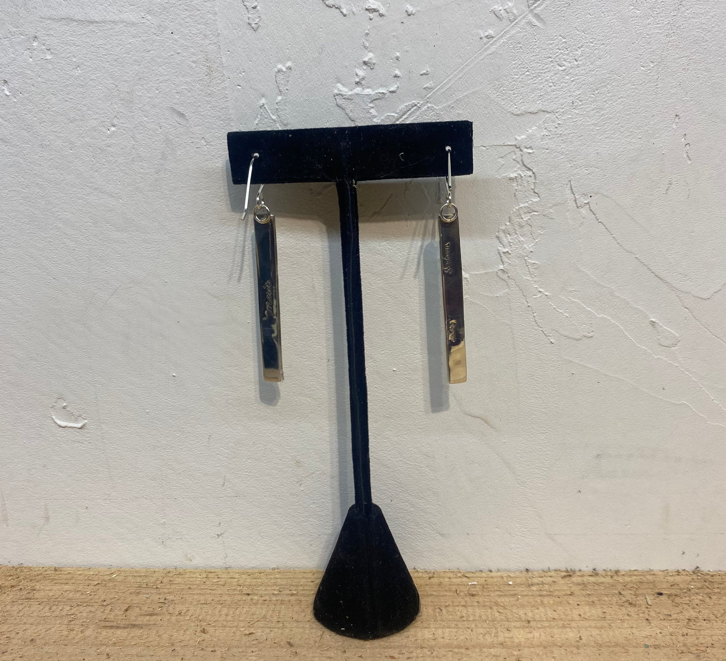 Hand Stamped Sterling Silver Bar Dangles with Coral by Marie Jackson