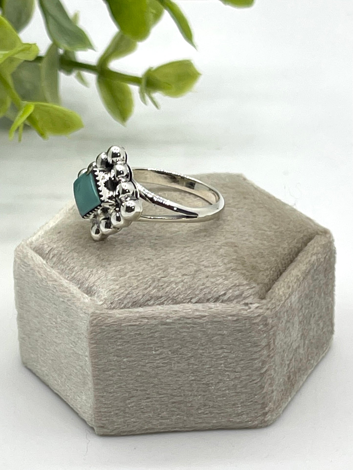 5.0 Turquoise Ring by Ryntanna Yazzie, Navajo
