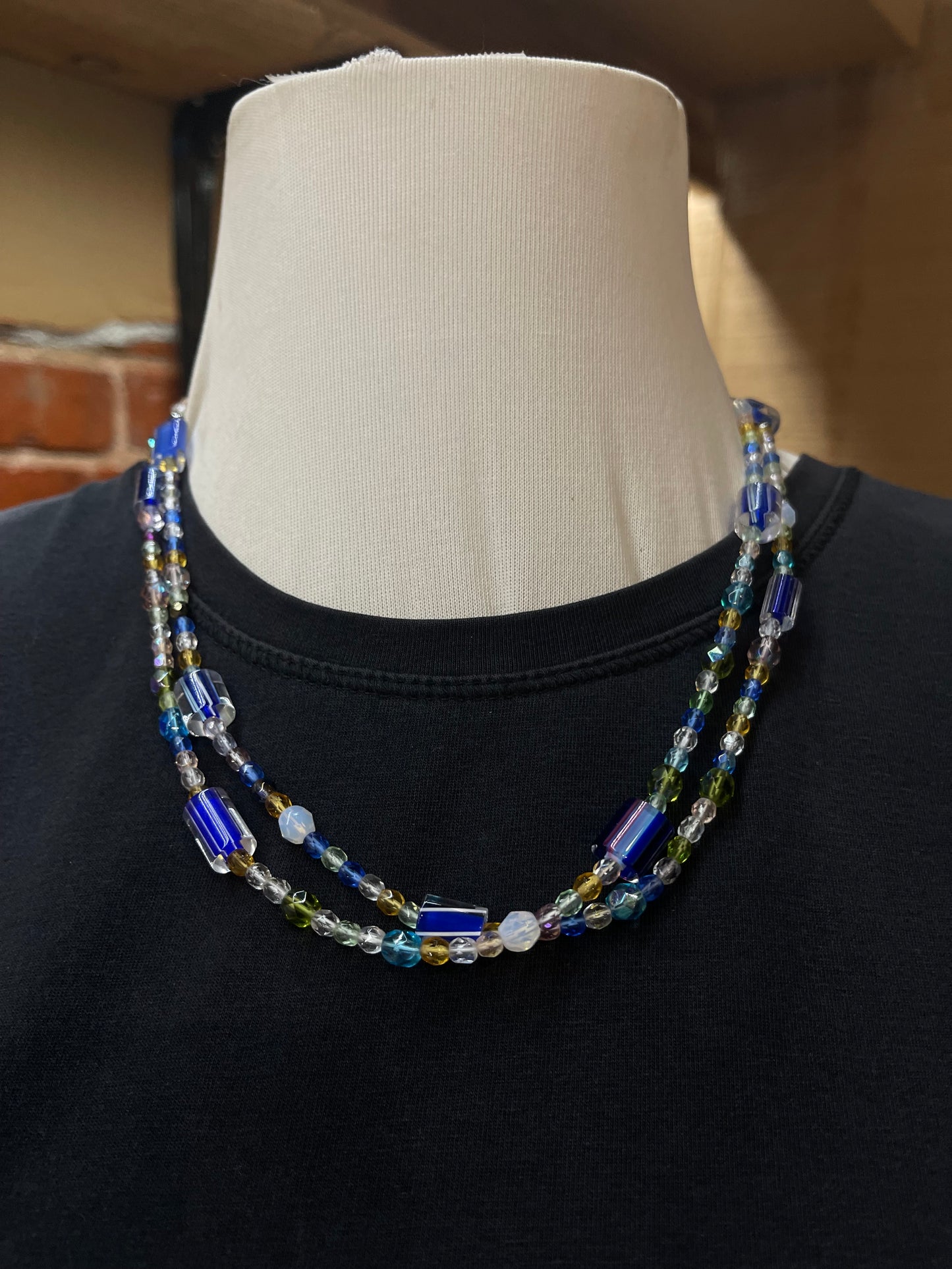 2 Strand Glass Bead Multicolor Necklace
