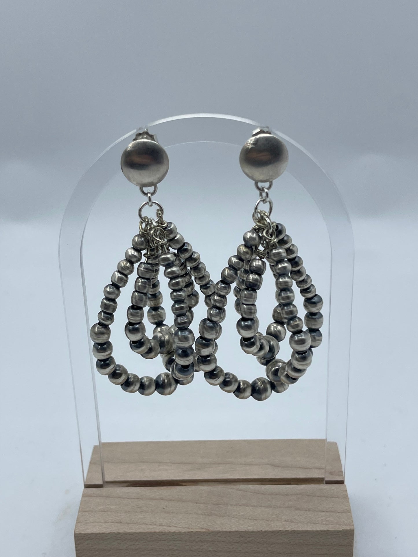 Handmade Navajo Pearl Earrings by Dorinda Mariano, Navajo