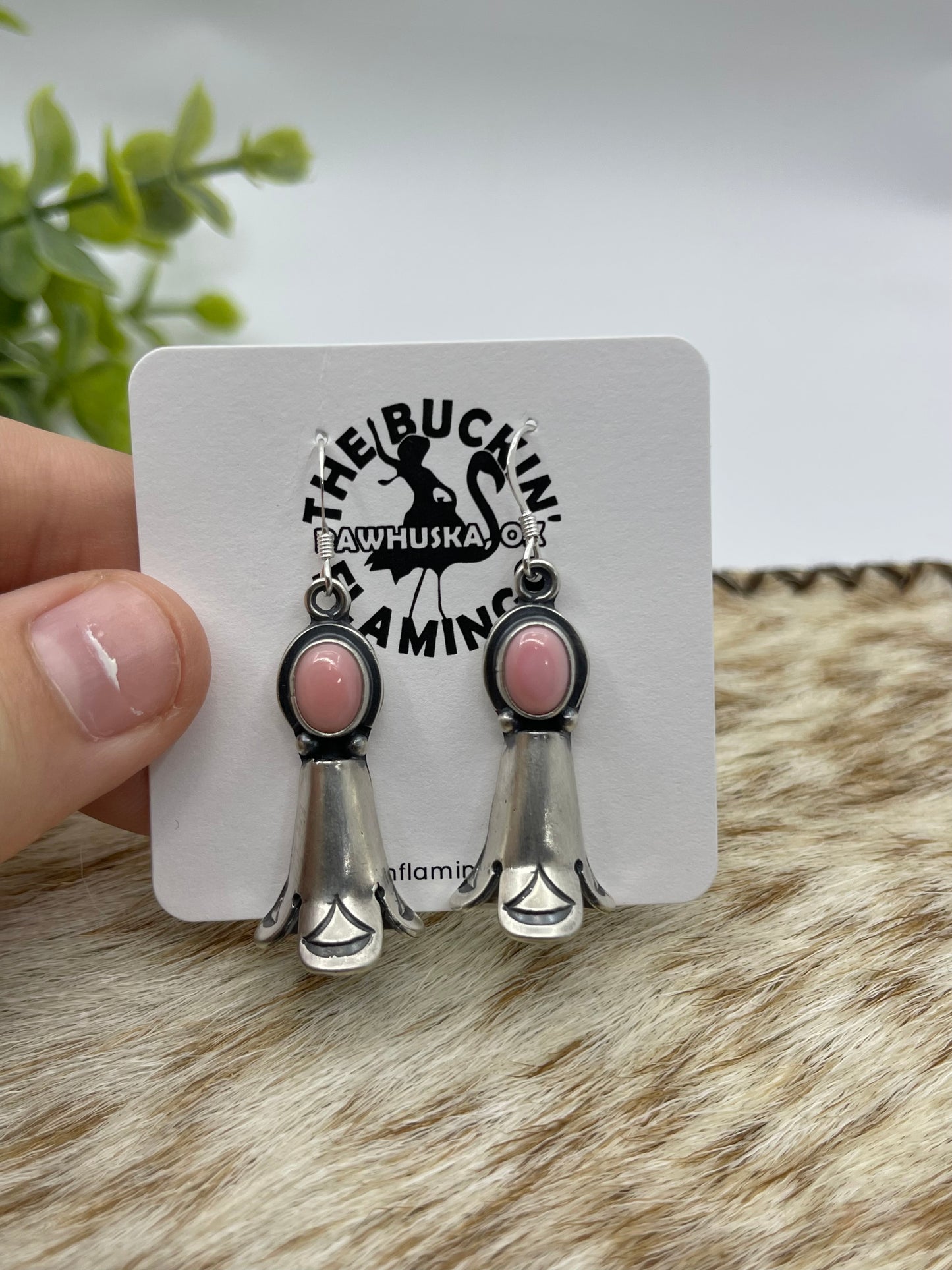 Small Blossom Dangles with Pink Conch Shell Earrings