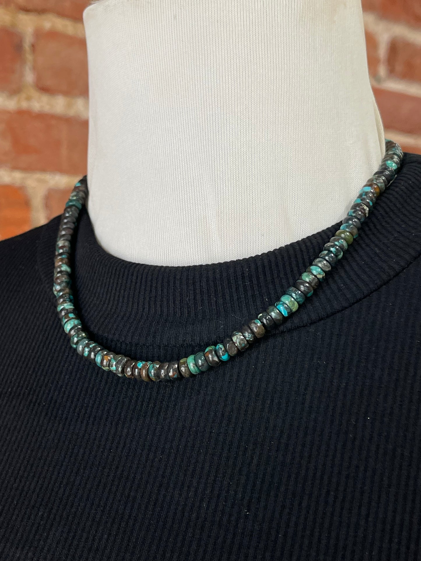 16” Graduated Kingman Turquoise Beaded Necklace