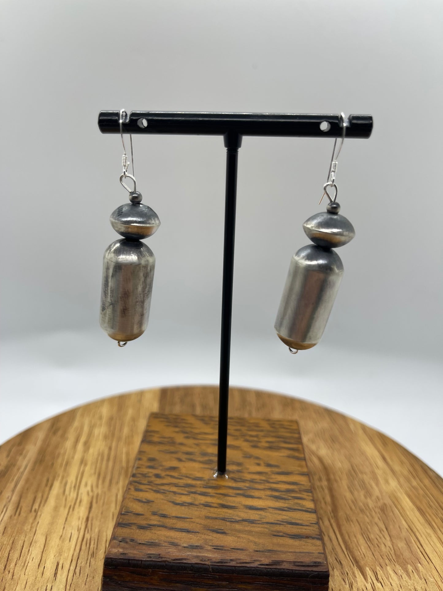 Navajo Pill Bead and Saucer Bead Pearl Dangle Earrings by Tysha Aparicio, Navajo