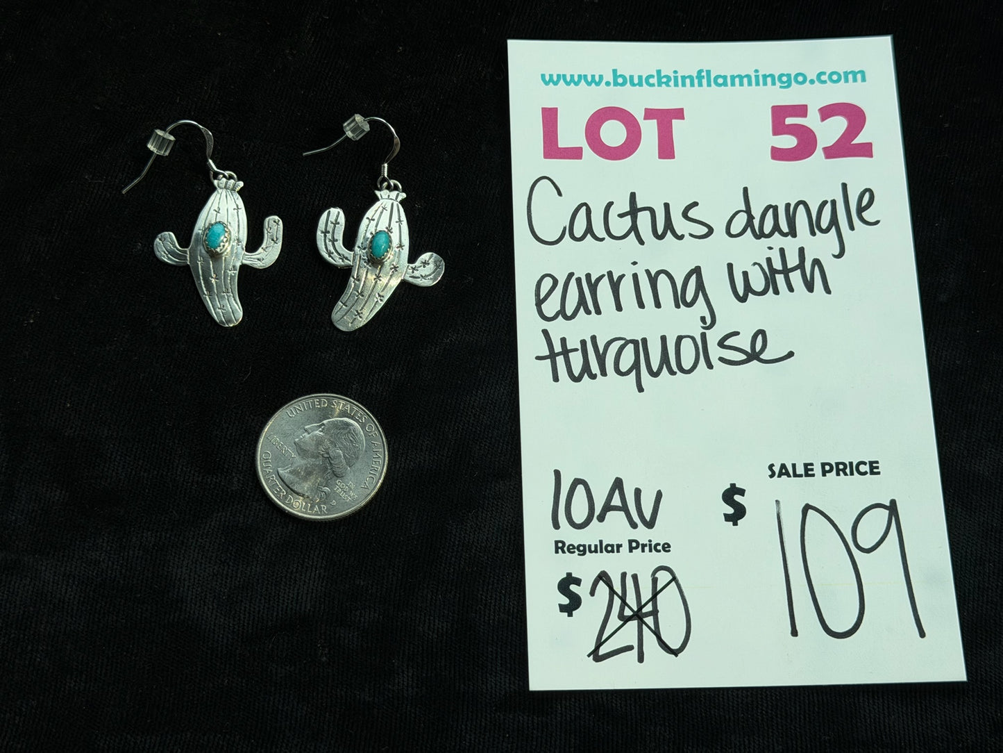 LOT 52 8/9 Cactus Dangle Earring with Turquoise