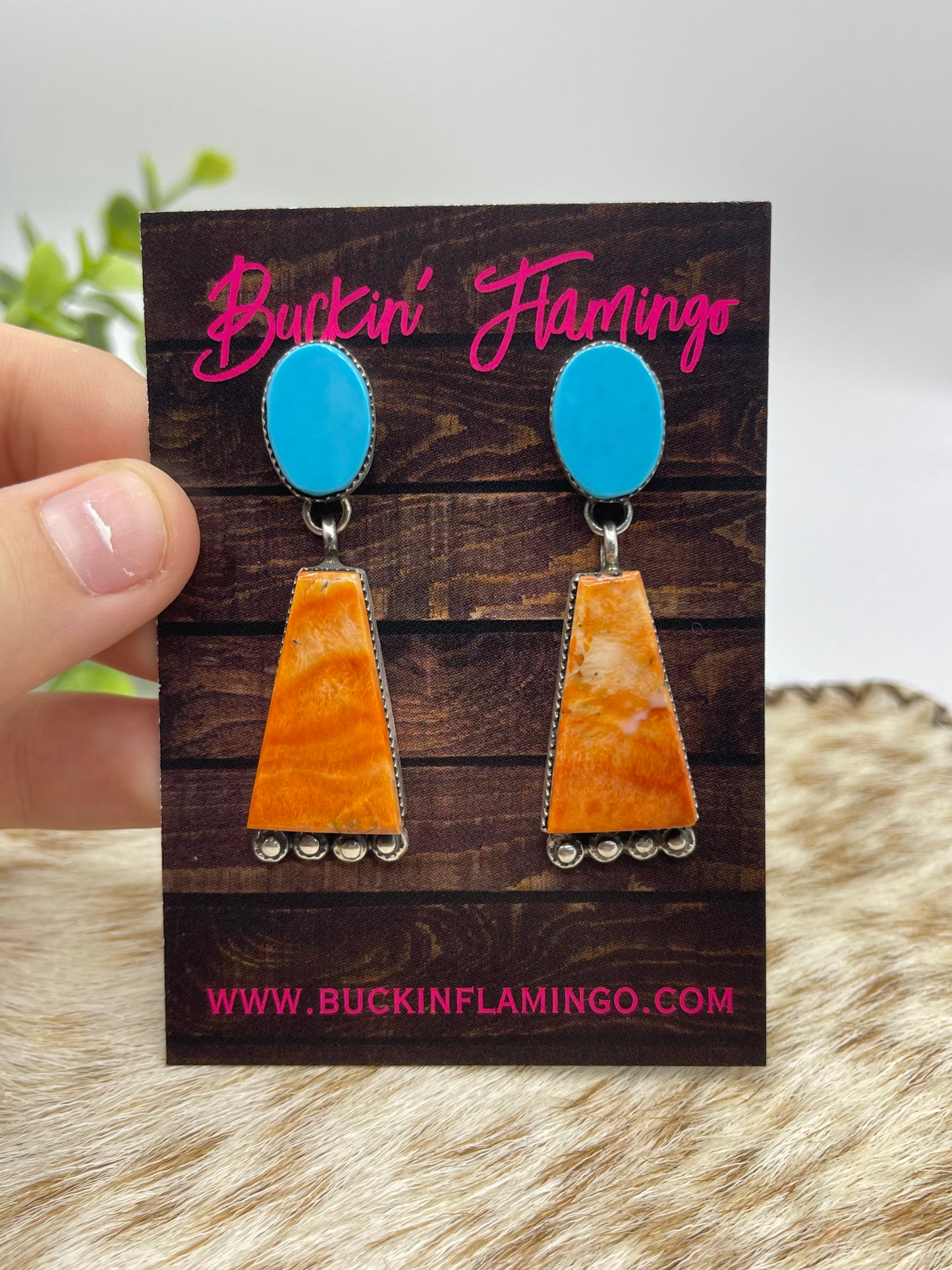 2 Stone Earrings by Selina Warner, Navajo