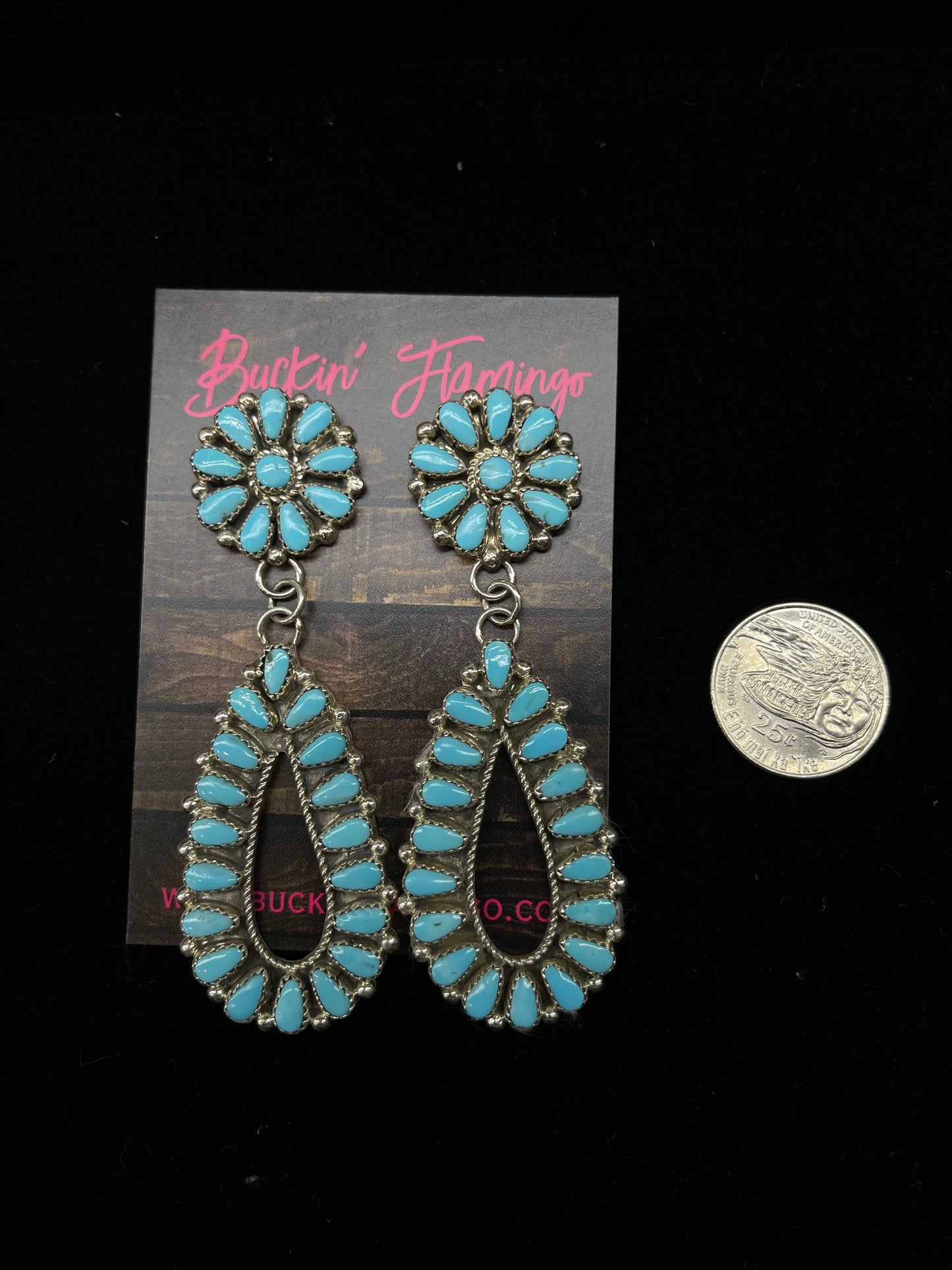 Sleeping Beauty Turquoise Post Dangle Earrings by Alicia Wilson, Navajo