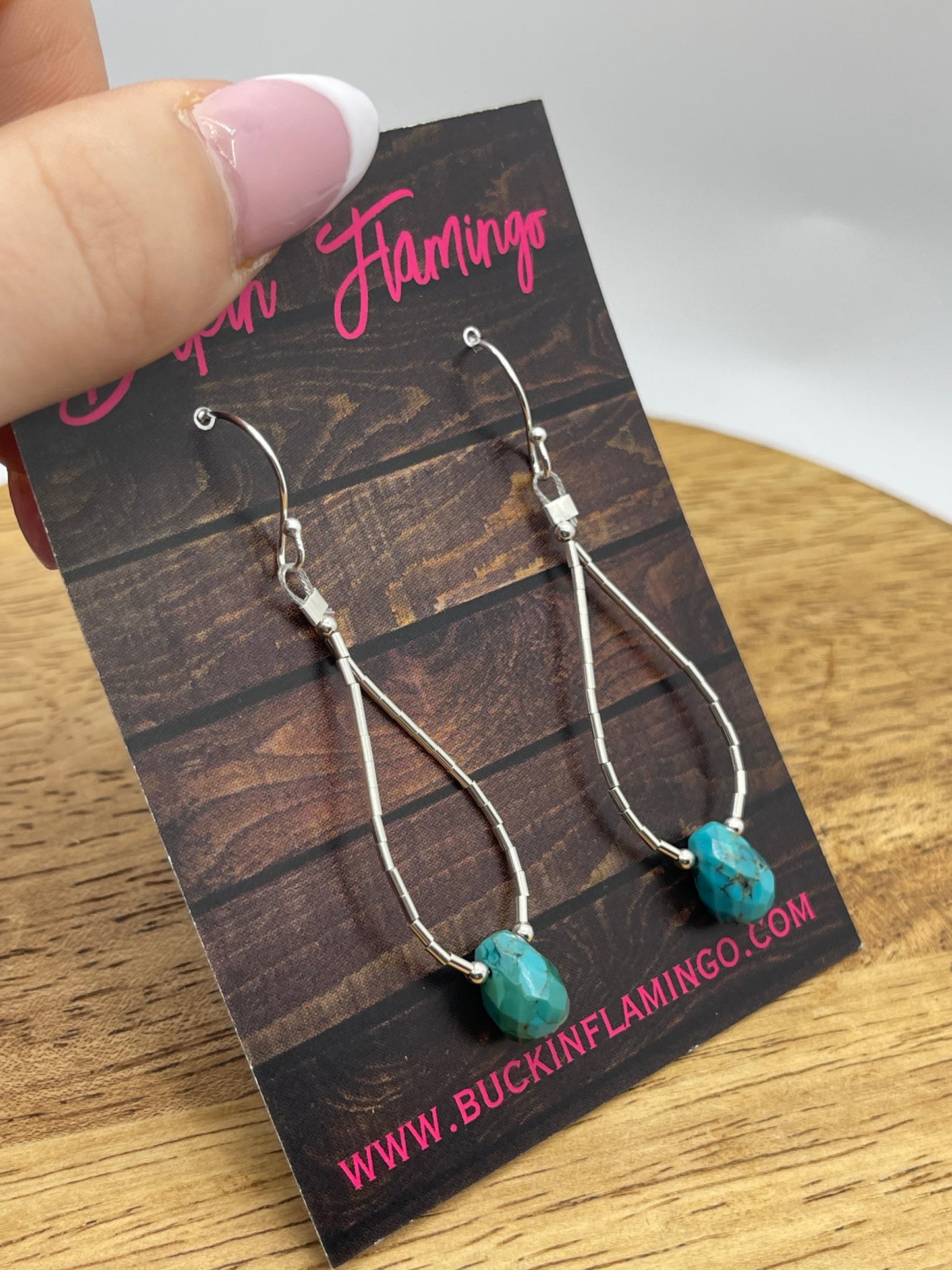 Liquid Silver and Faceted Turquoise Bead Earrings