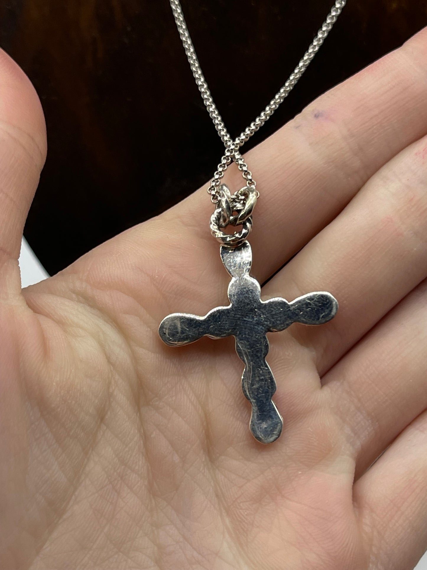 18" Turquoise Cross Necklace by Bryce Vacit, Navajo