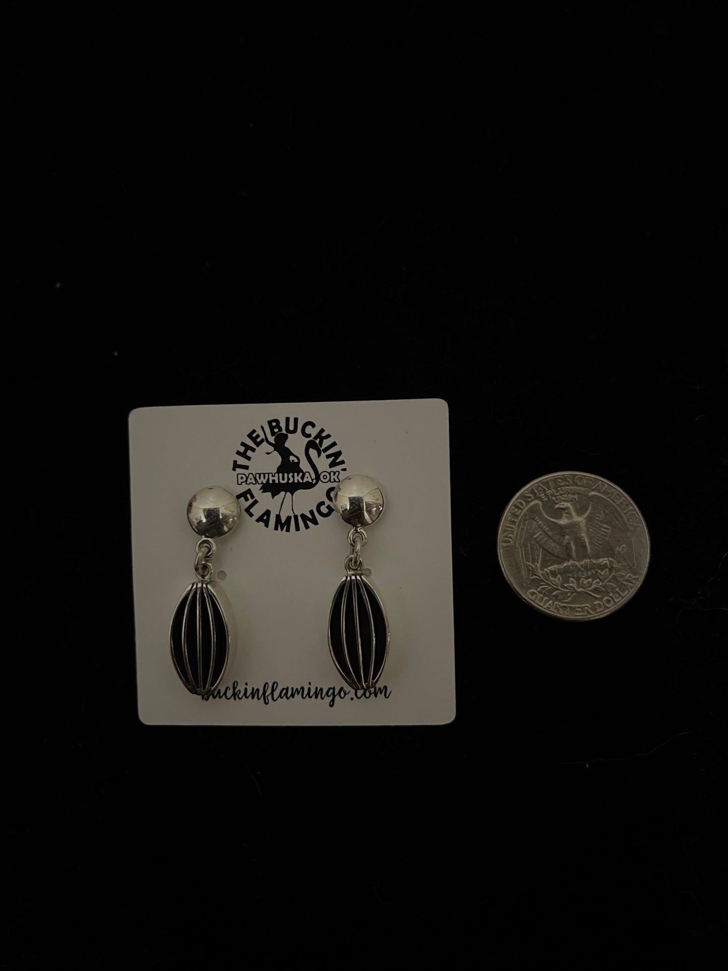 Sterling Silver Post Dangle Earrings by James Bahe, Navajo