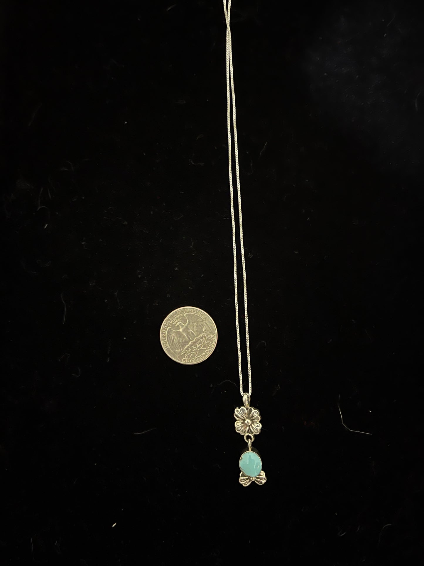 16" Turquoise Flower Necklace by Mike Smith, Navajo