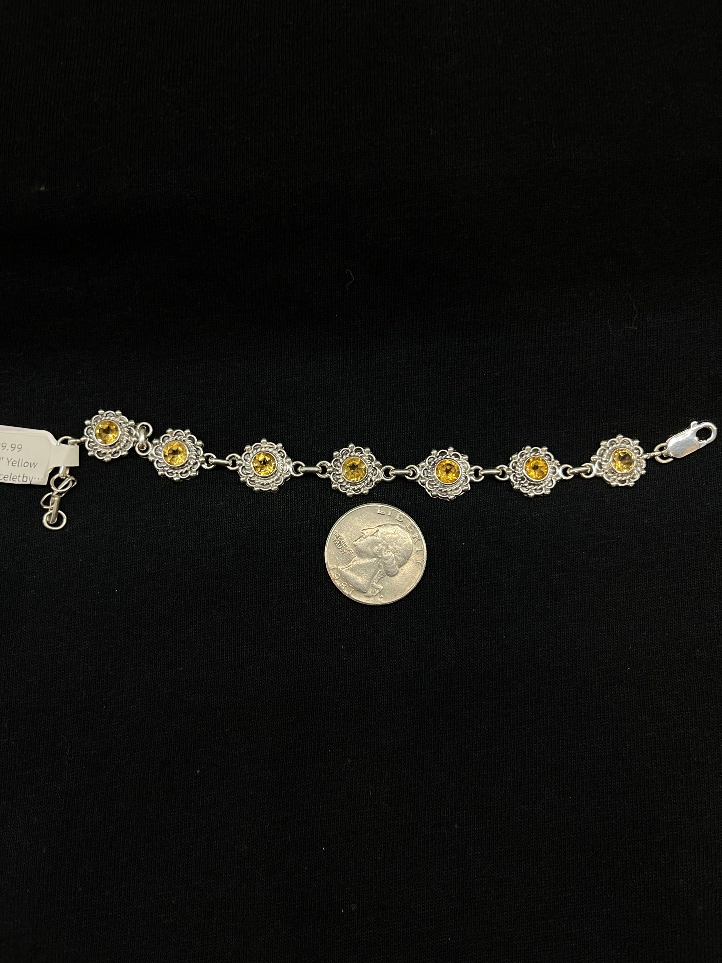 6"-7 1/4" Yellow Topaz Bracelet by Charlene Yazzie, Navajo