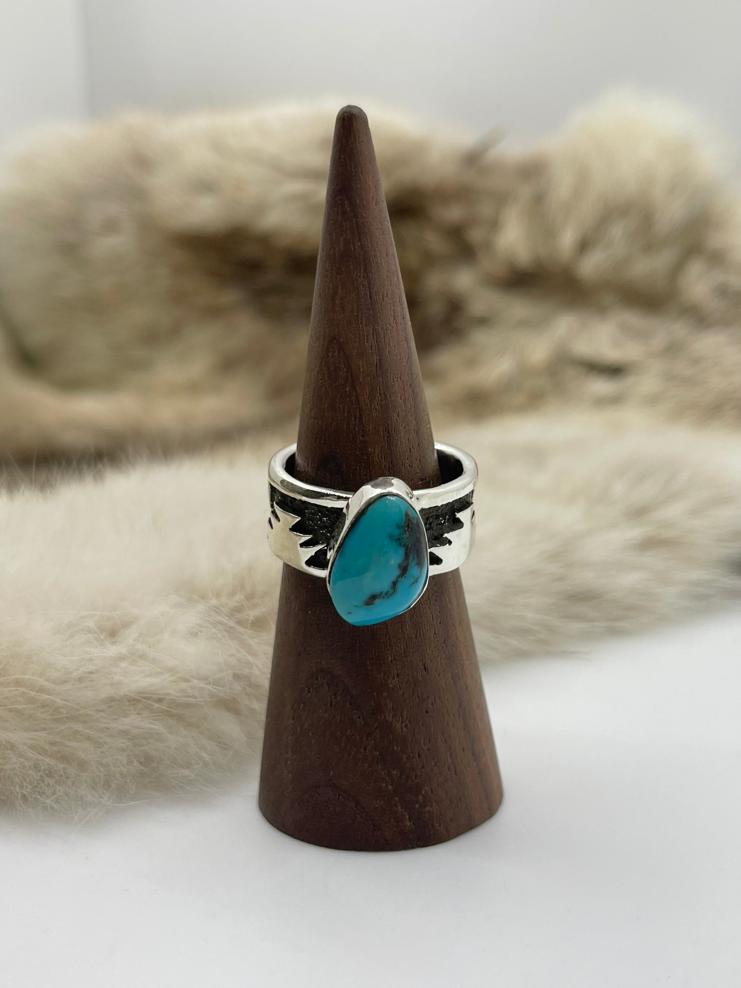 9.5 Kingman Turquoise Ring by Marie Jackson, Navajo