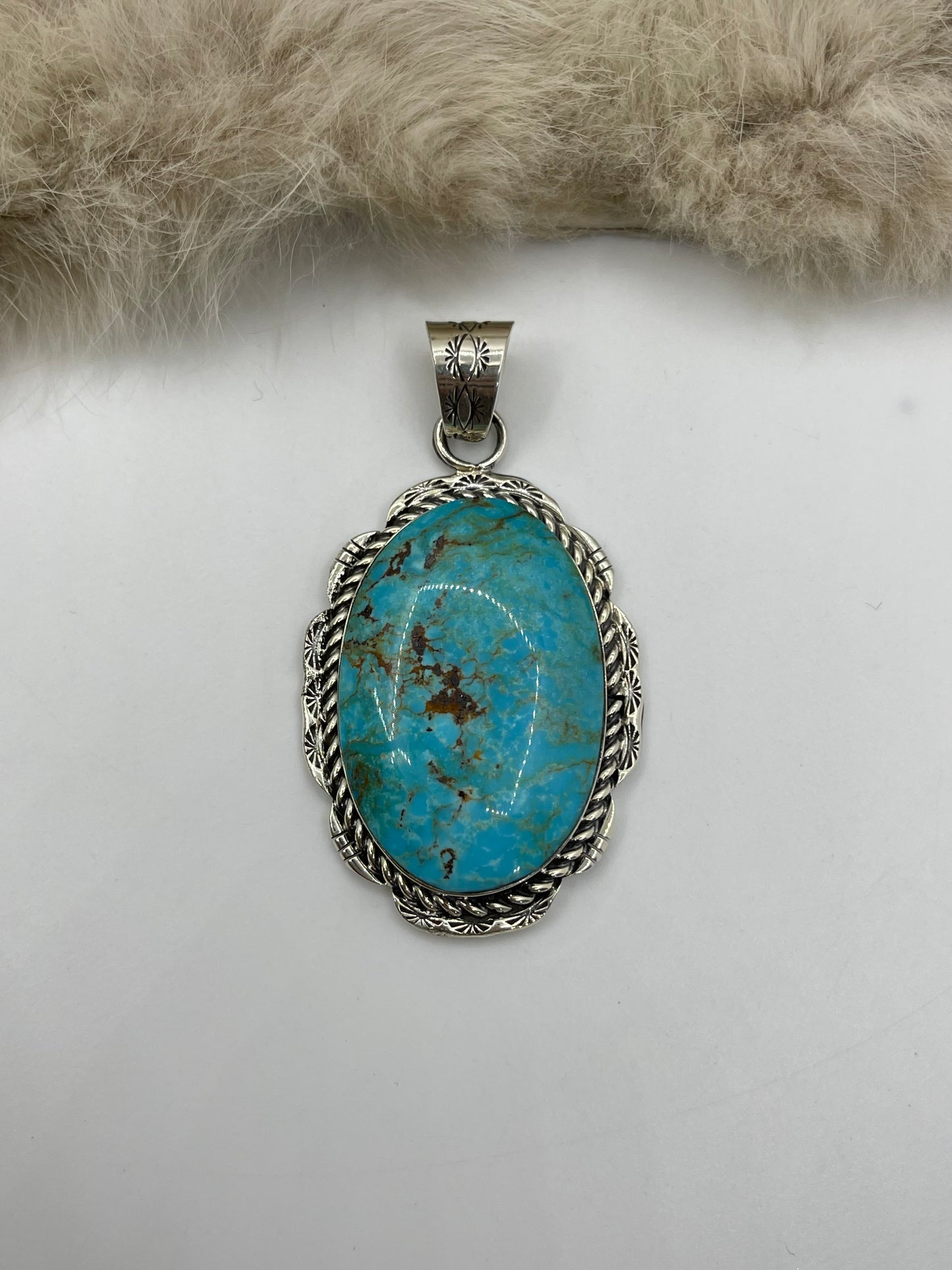 7.8mm Bail Kingman Turquoise Pendant by Gregg Yazzie, Navajo