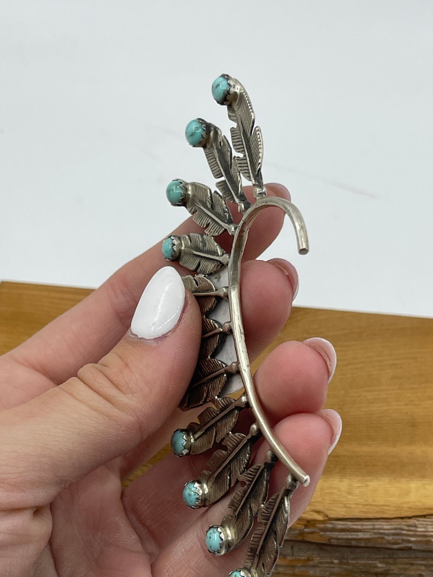 Right Ear Kingman Turquoise Headdress Ear Hanger, Navajo