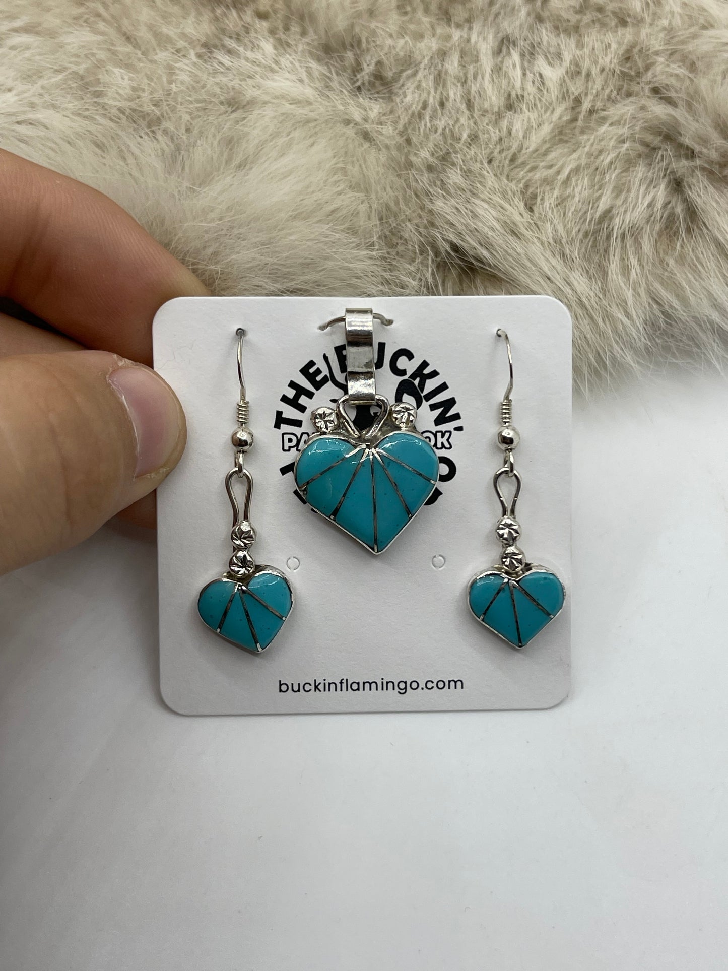 Turquoise Earring & Pendant Set by Ola Eriacho