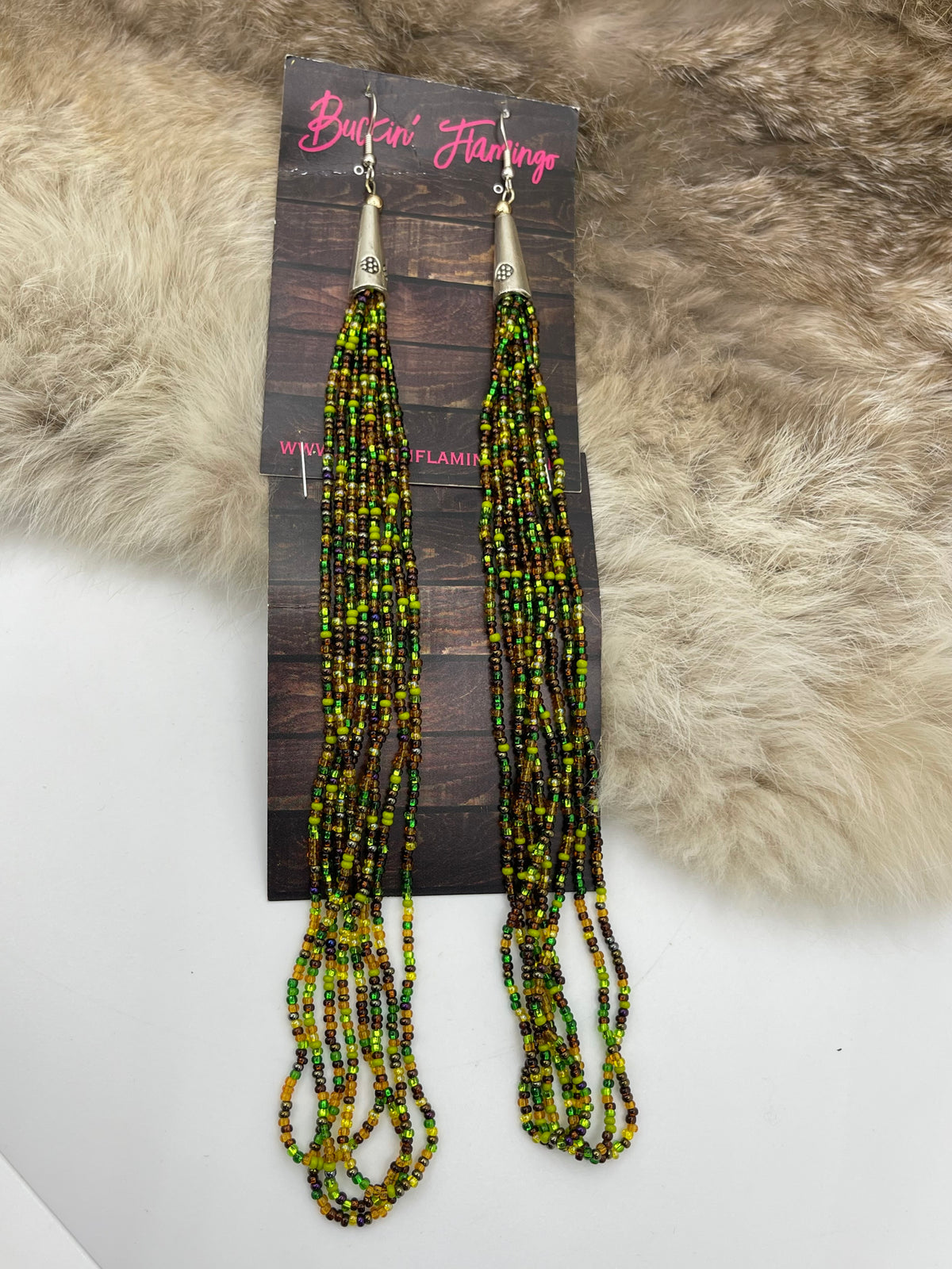 7" Glass Sead Beads Earrings by Ron McCulley, Navajo