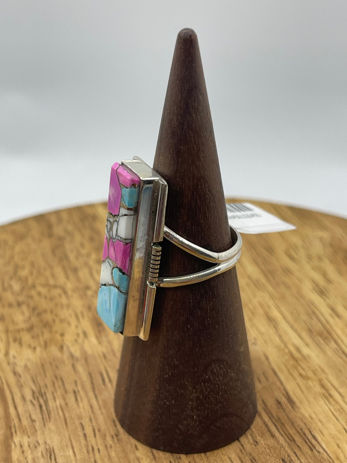 LOT 28 A 1/4 6.5 Cotton Candy Bar Ring by Steve Francisco, Navajo