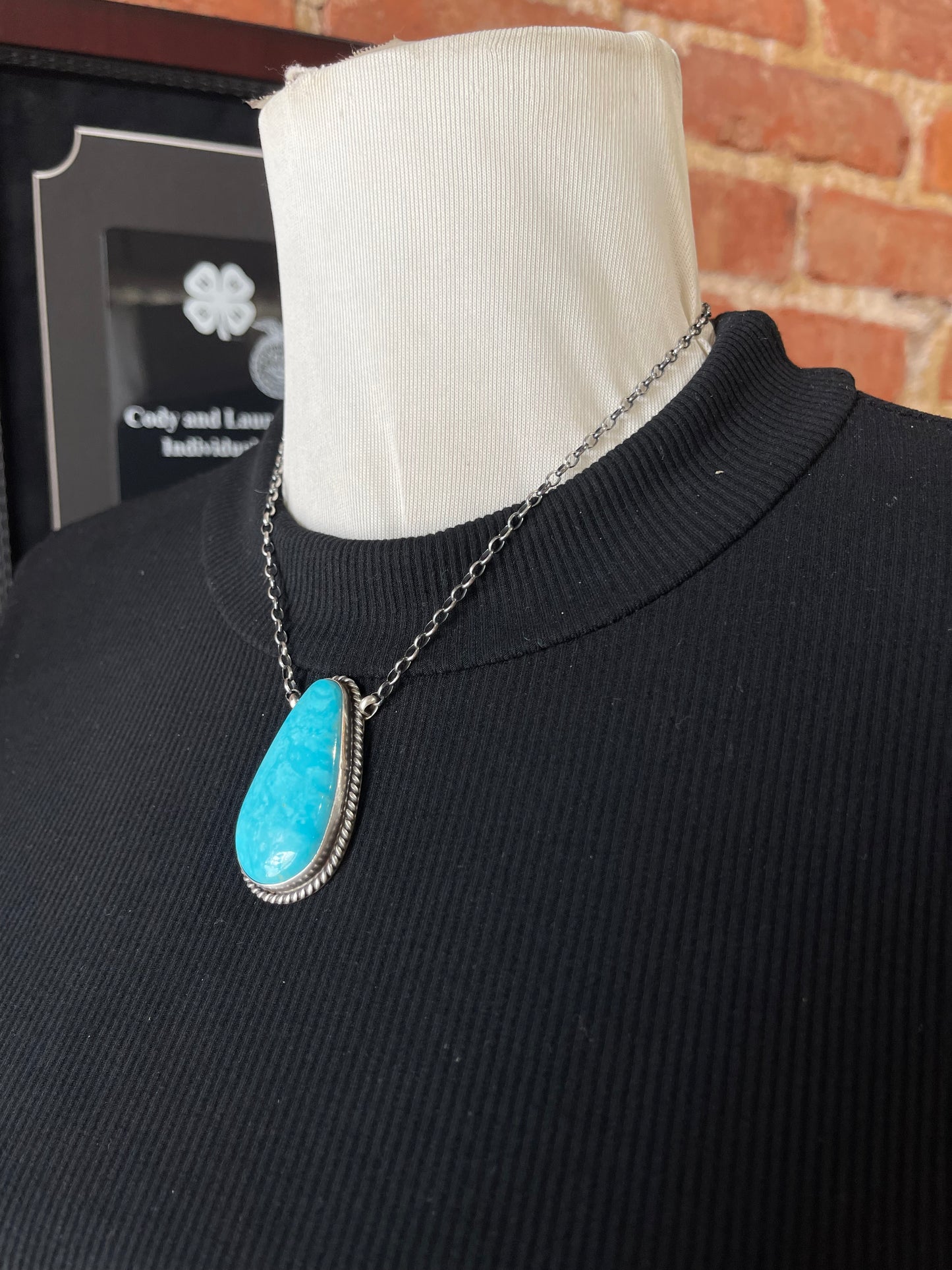 16" Kingman Turquoise Necklace by Johnny Dixon, Navajo