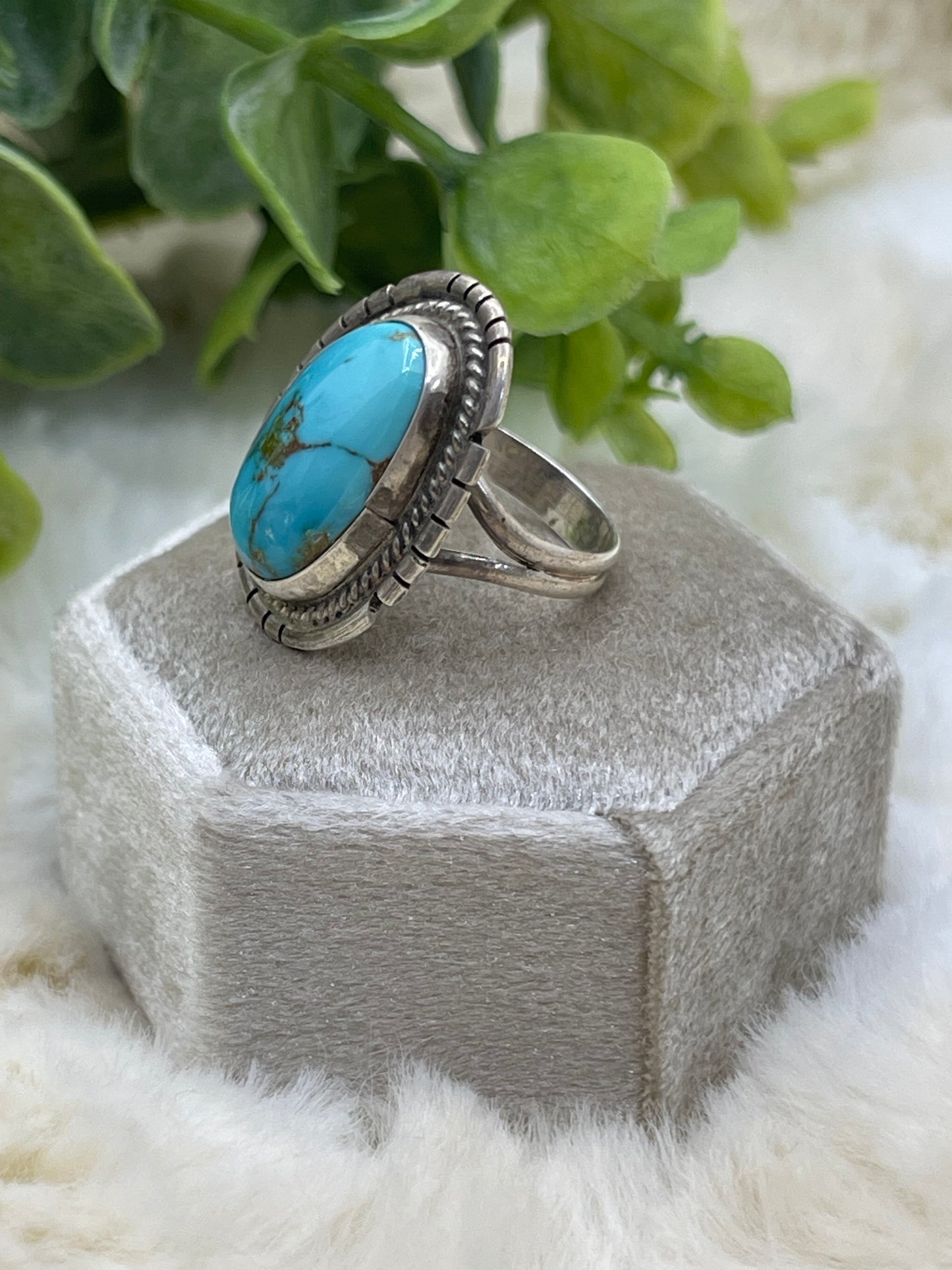 5.0 Kingman Turquoise Ring by Peggy Skeets, Navajo