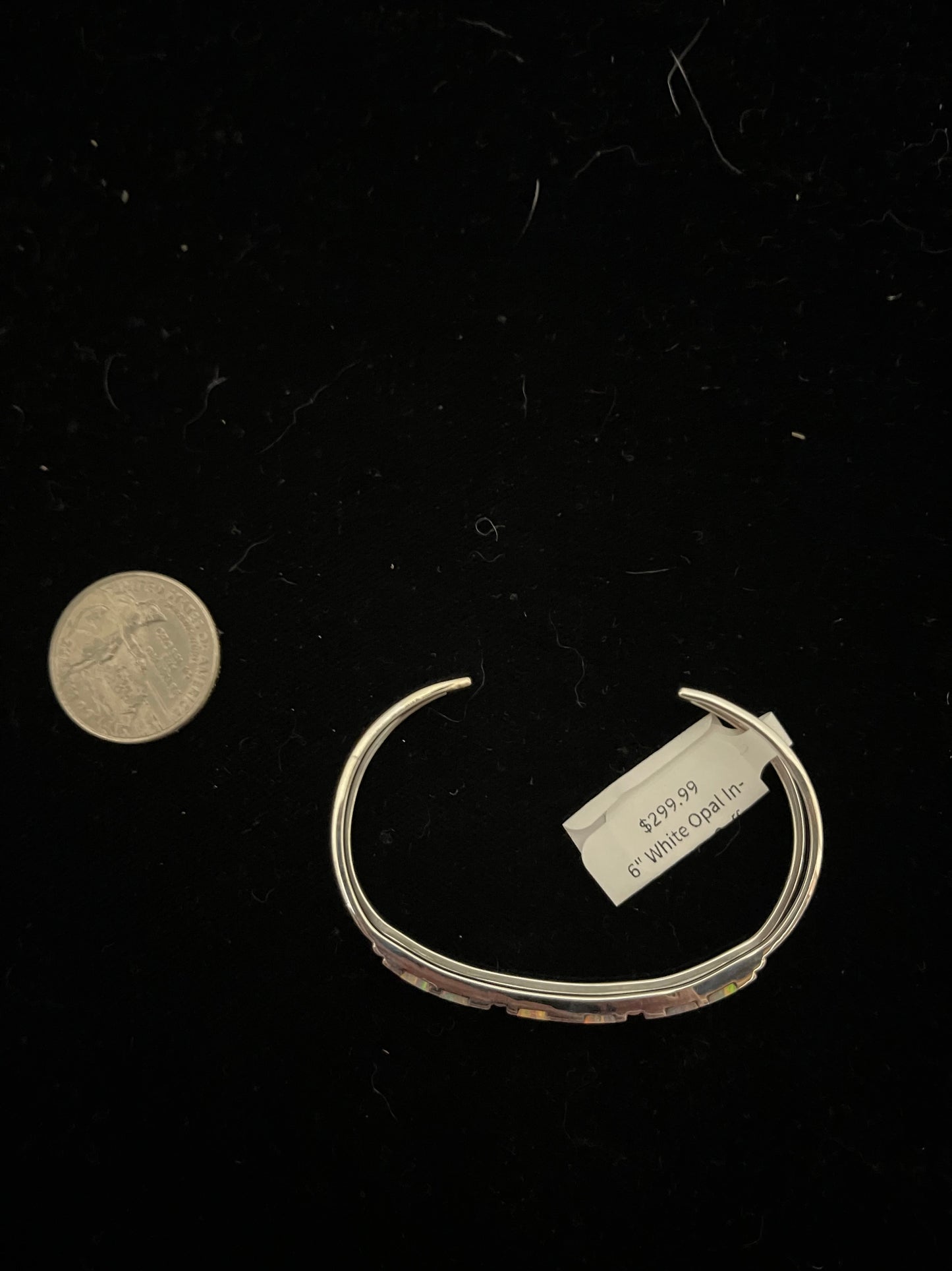 6" White Opal Inlay 2 Row Cuff by Wilfred Siutza, Zuni