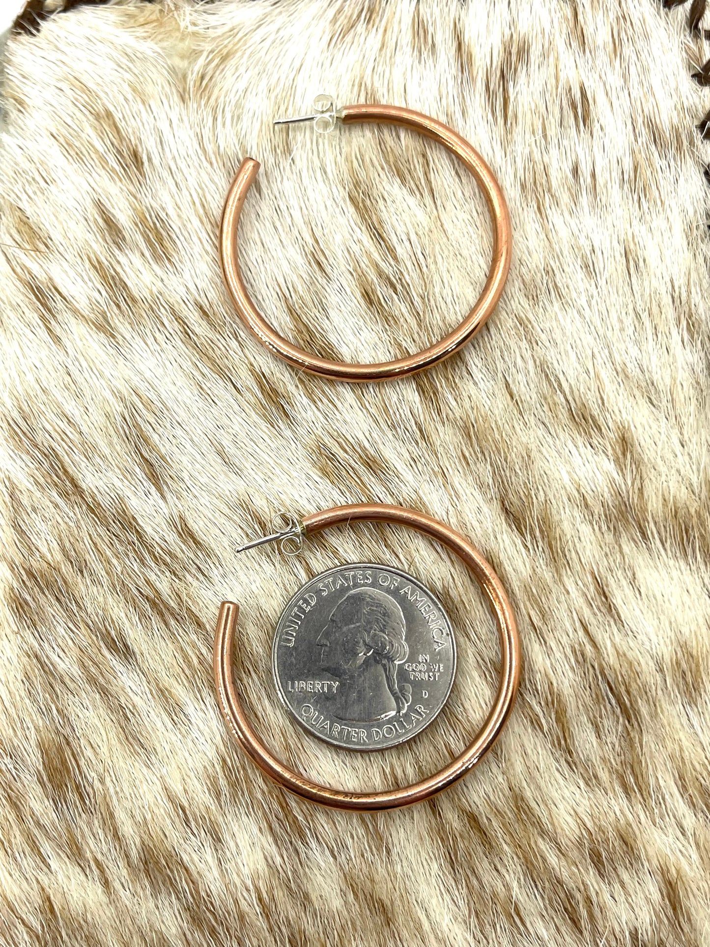 Round Wire Copper Hoop Earrings by Elaine Tahe, Navajo