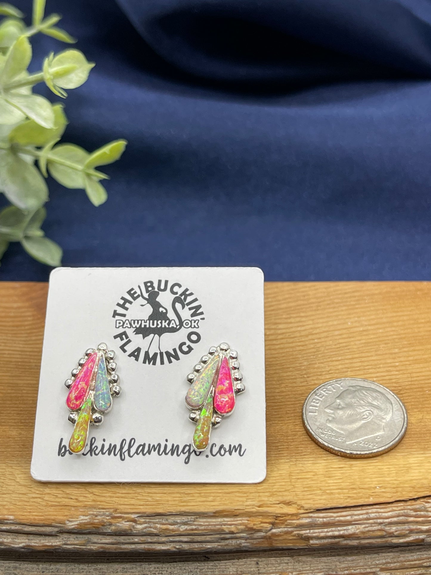 Opal Inlay Post Earrings