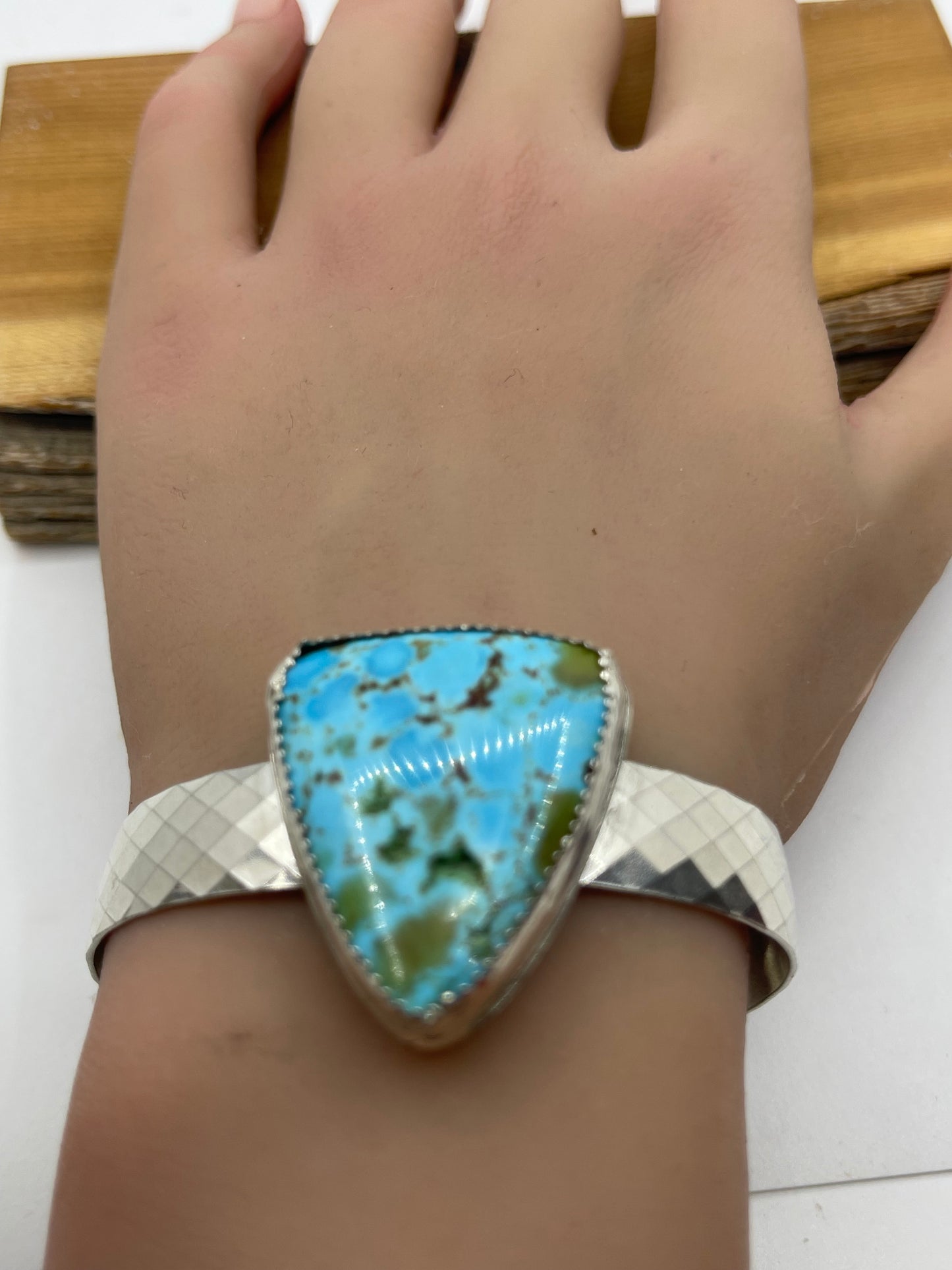 Kingman Turquoise Bracelet by Carrie Cannon, Kiowa