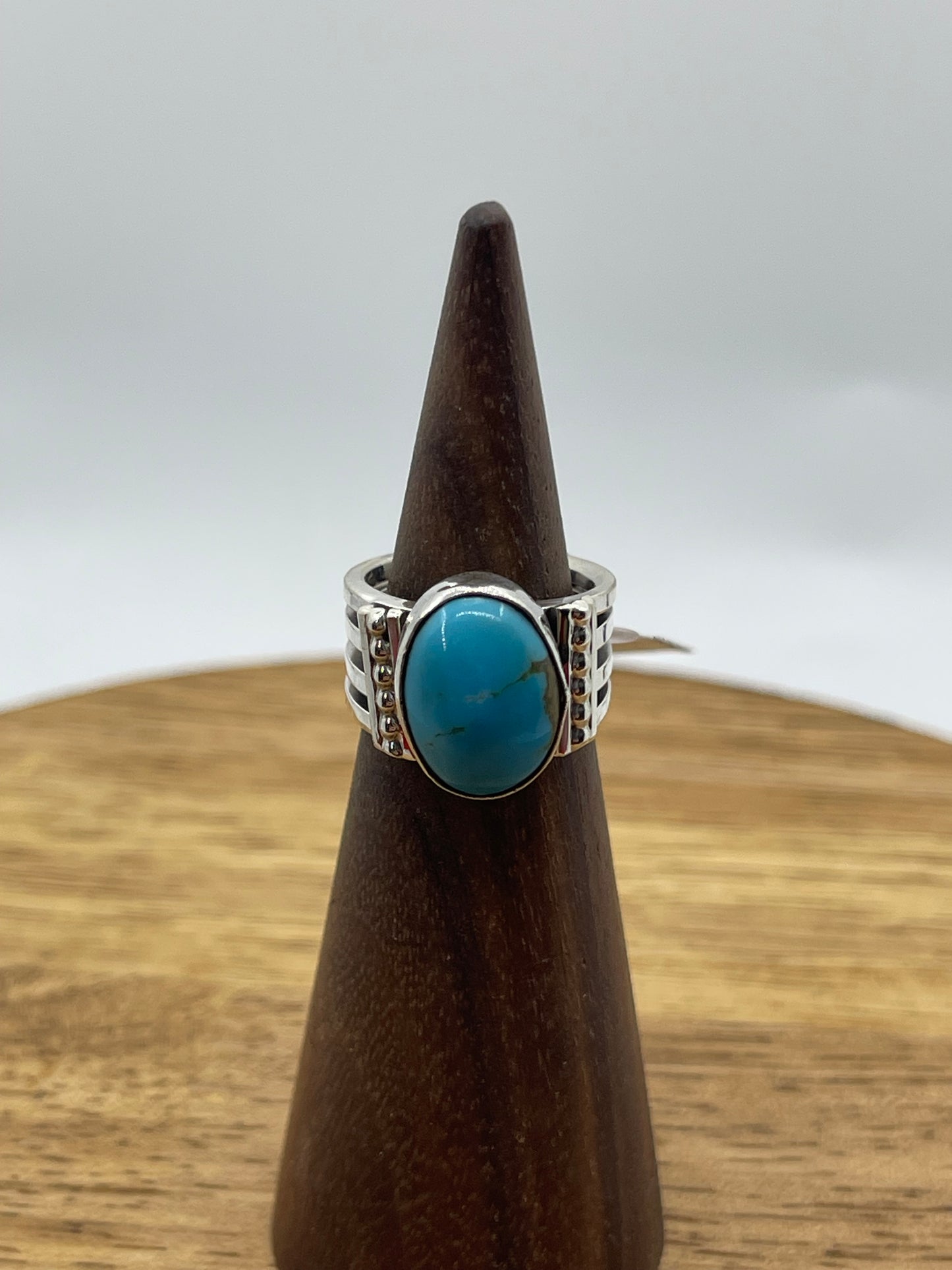 4.0 Turquoise 3 Row Band Ring by Thomas Yazzie, Navajo