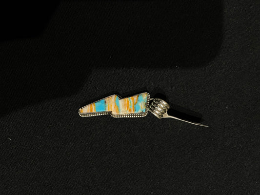 Spiny Turquoise Lightning Bolt Pendant with a 7mm Bale by Zia