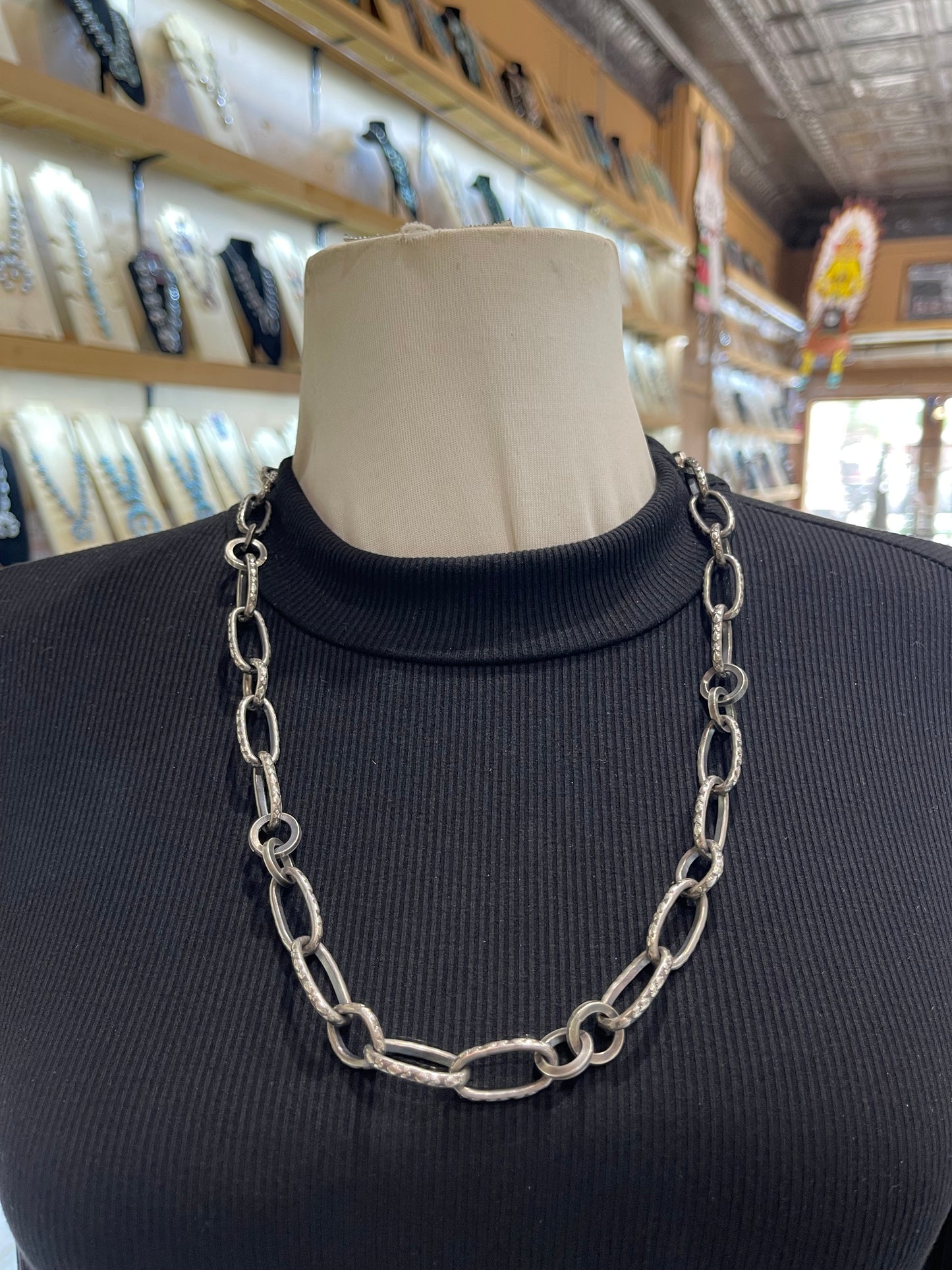 24" Heavy Silver Handmade Paperclip Chain Necklace by Bad Bronc
