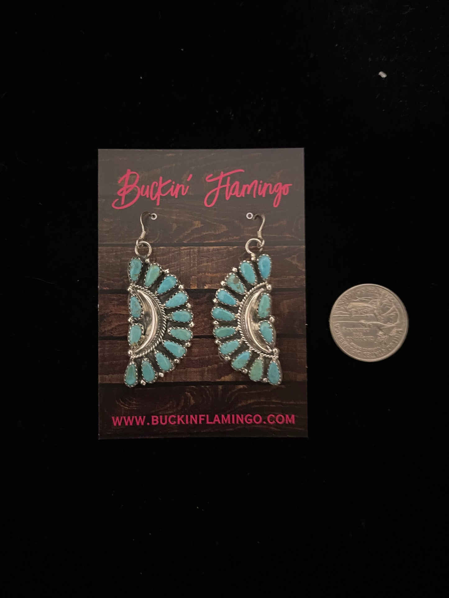 Turquoise Half Cluster Dangle Earrings by Zeita Begay, Navajo