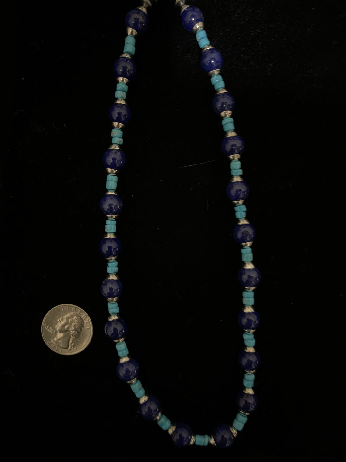 19" Lapis and Turquoise Beaded Necklace