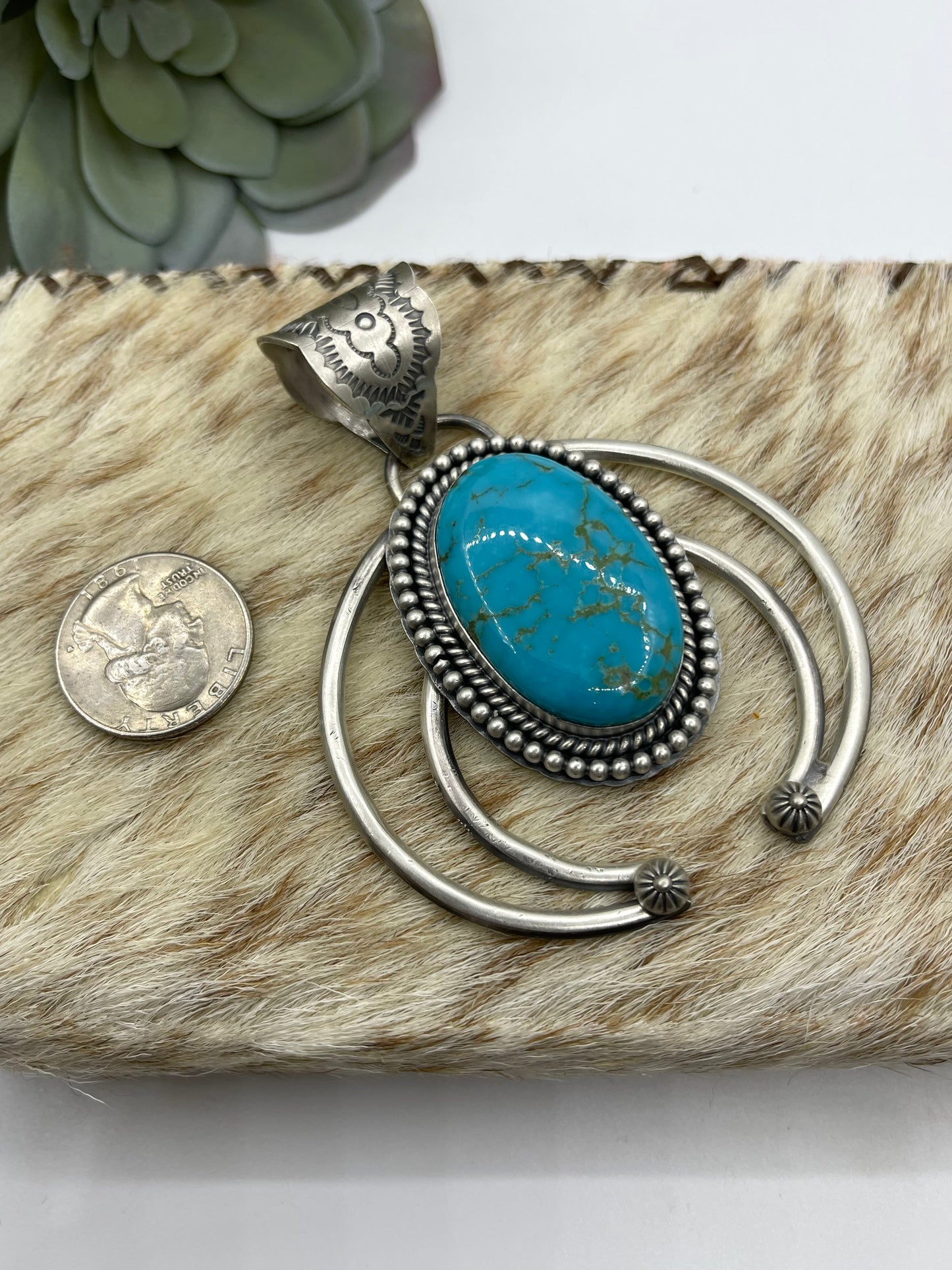 Cripple Creek Turquoise Naja Hook Pendant with a 14mm Bale
