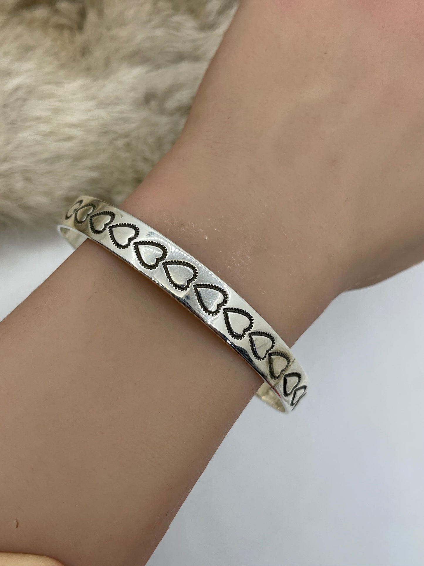 9” Hearts Bangle by Roland Dixson, Navajo