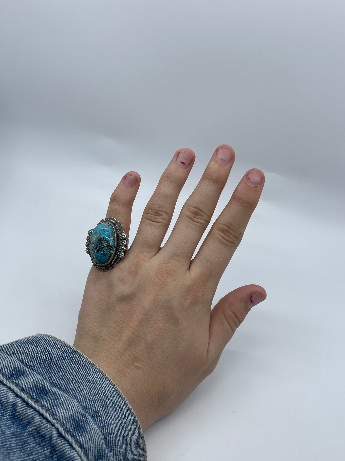 7.0 Persian Turquoise Ring By John Nelson, Navajo