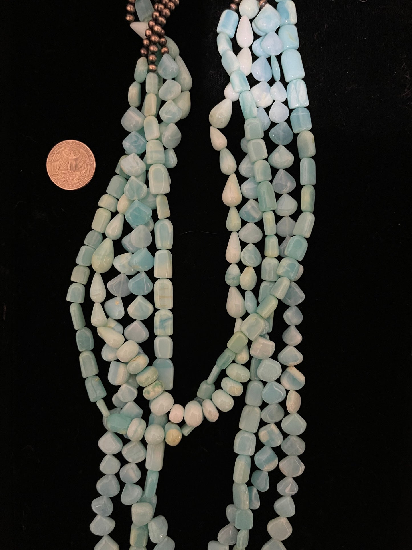 20"-30" 5 Strand Peruvian Opal Necklace with 4mm Navajo Pearls
