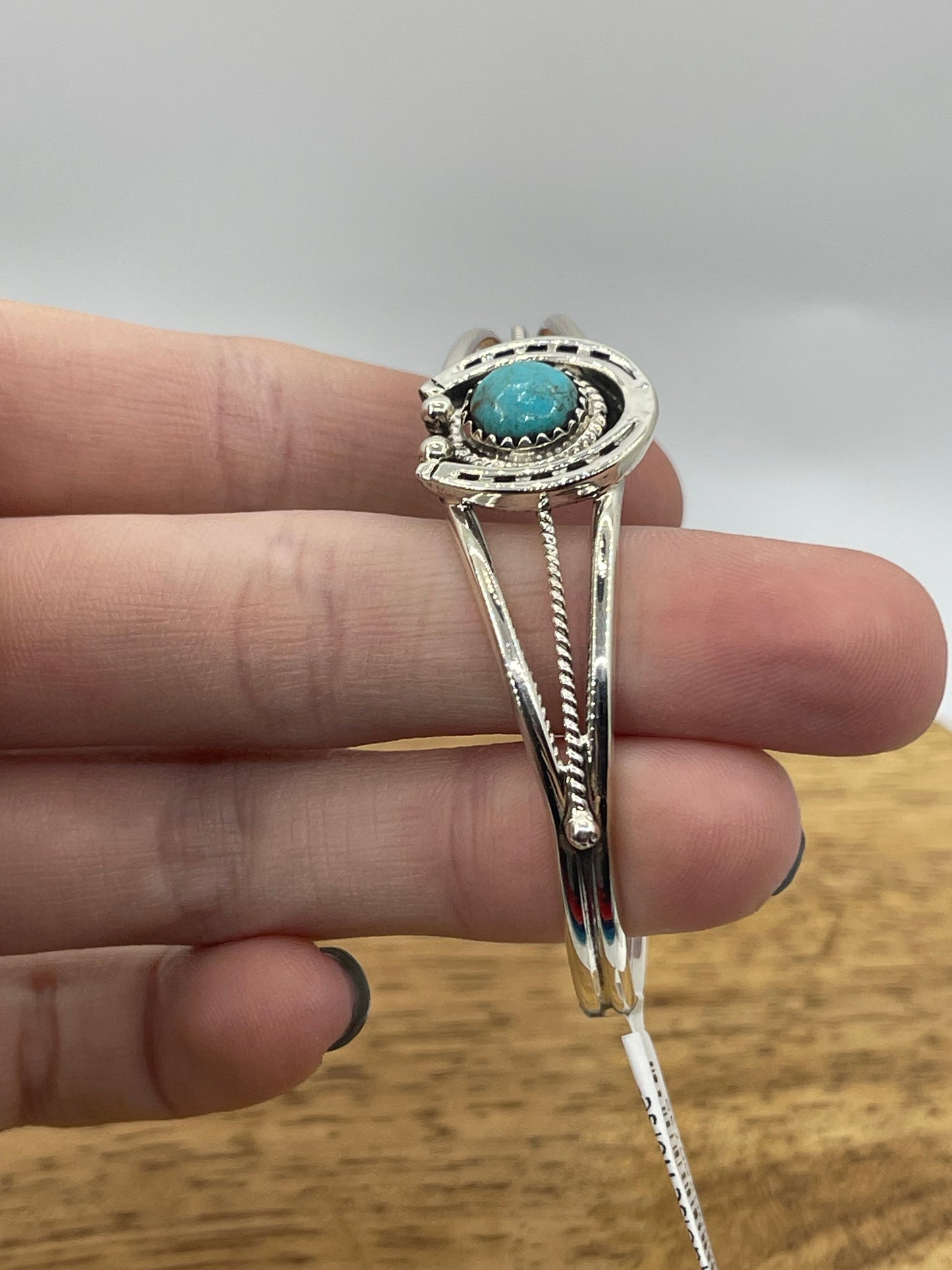 5 1/4"-6 3/4" Turquoise Horseshoe Cuff by Letricia Largo, Navajo