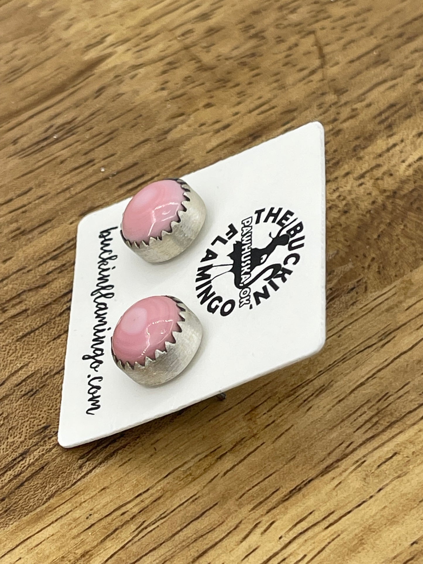 11 mm Round Pink Conch Shell Post Earrings