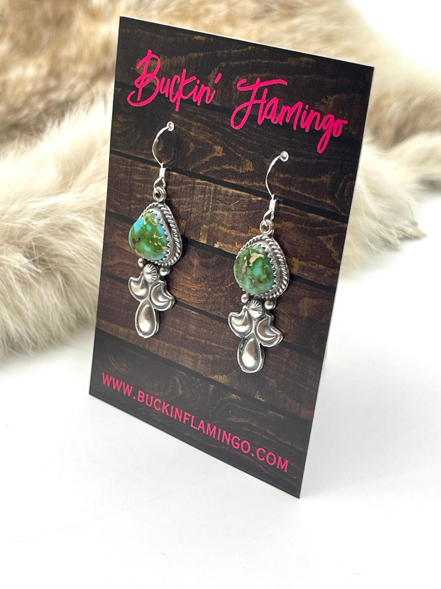 Sonoran Gold Turquoise Small Dangle Earrings by Genevieve Francisco, Navajo