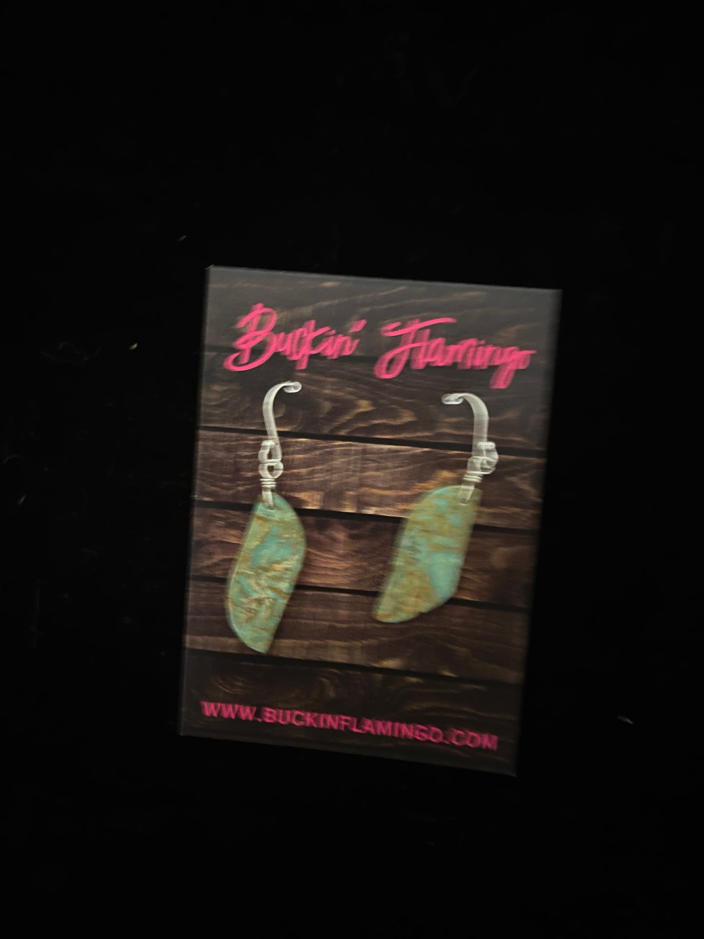 Green Turquoise Slab Dangle Earrings