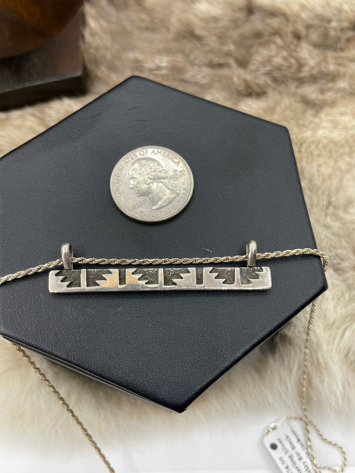 18" Sterling Silver Overlay Bar Necklace by Marie Jackson, Navajo