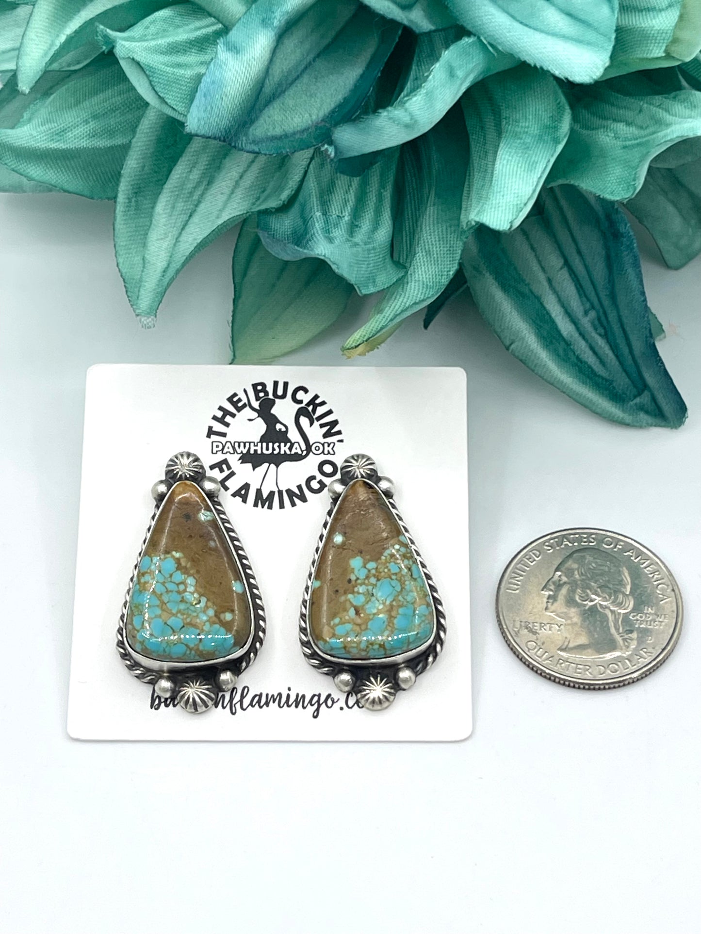 #8 Turquoise Top Post Earring by Elouise Kee, Navajo