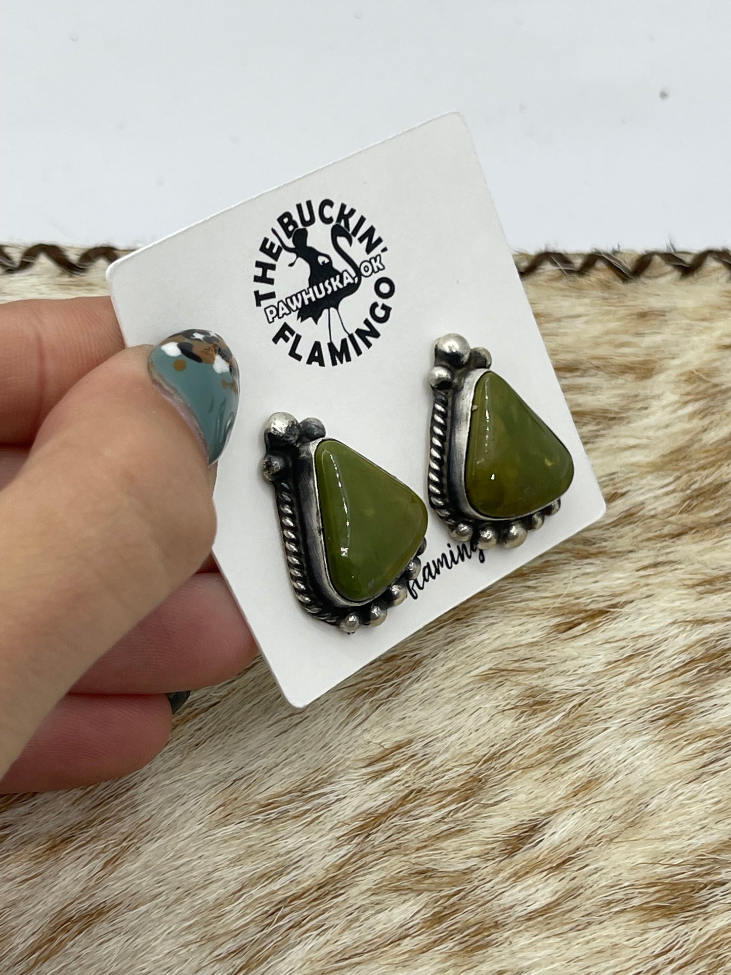 LOT 58 B 1/25 Royston Turquoise Post Earrings by Elouise Kee, Navajo