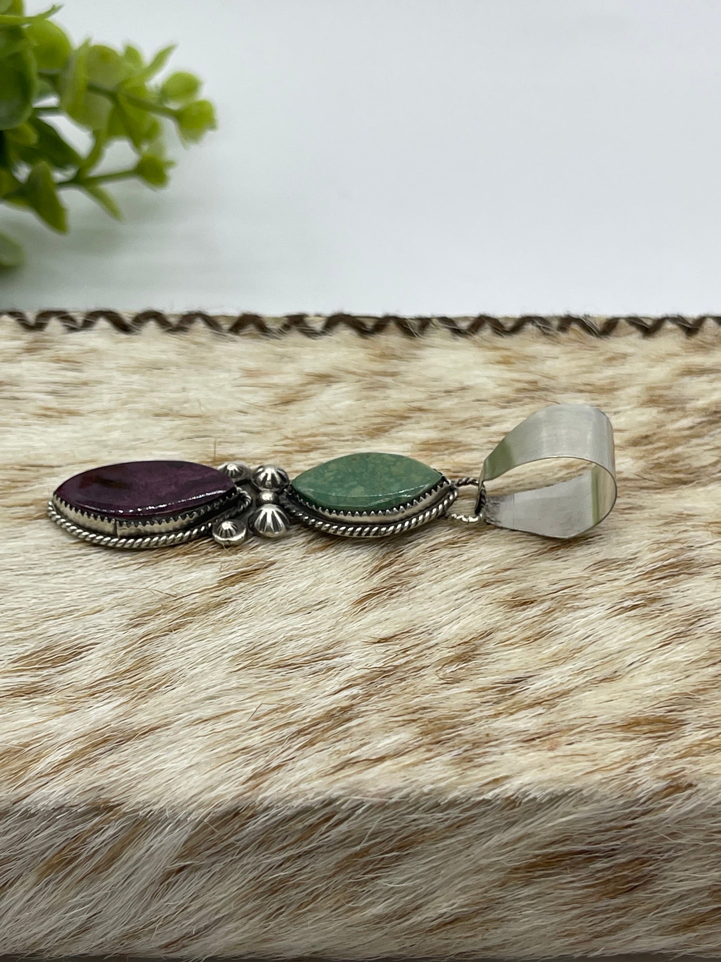 2 Stone Pendant by Selina Warner, Navajo